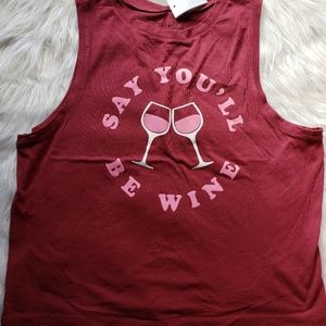 Say You'll Be Wine Athletic Tanks